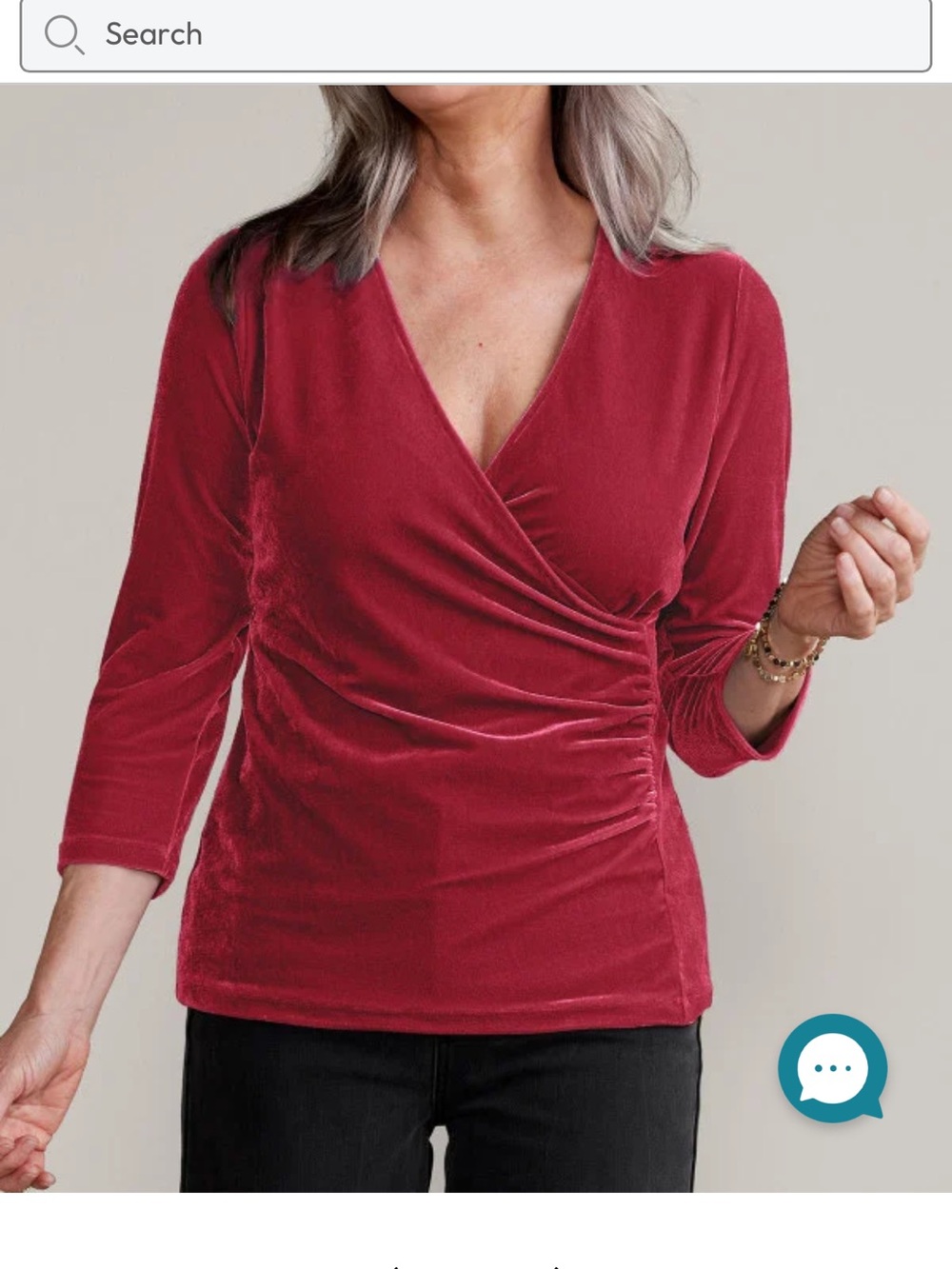 SOFT SURROUNDINGS Cranberry Spritz Velvet Alyssa Knit Top